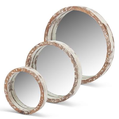 Mirror - Wood Round White 12.5" x 12.5"