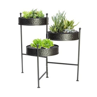 Plant Stand - Contemporary 3 Tier Folding Gunmetal 20"
