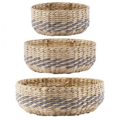 Basket - Gray Stripe Dish Garden Small