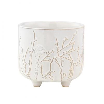 Planter - Floral Vine Footed White