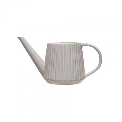 Stoneware Fluted Watering Can White 9.5" x 5"
