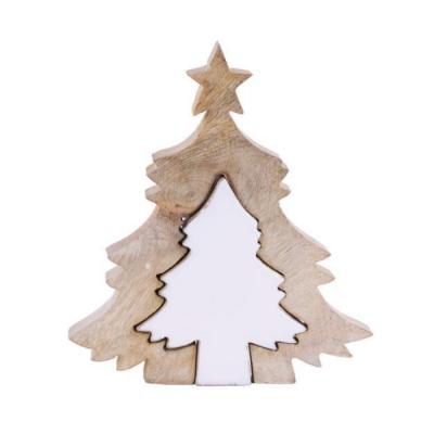 Wooden Tree - Mango Wood White/Natural 6.5"H x 6"L