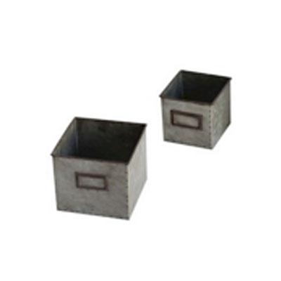 Planter - Antique Galvanized Square 7" x 7" x 6"