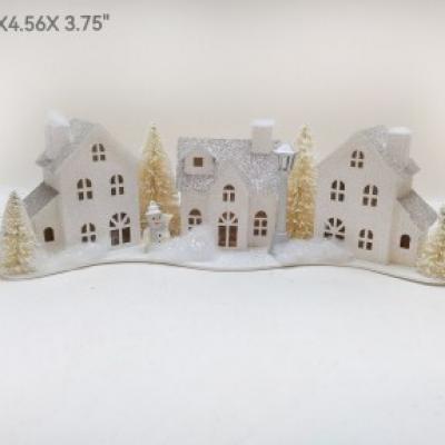 Christmas Village Tablepiece Silver/White 12"