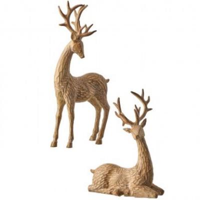 Carved Deer Figurine (Resin) Brown 9.5"