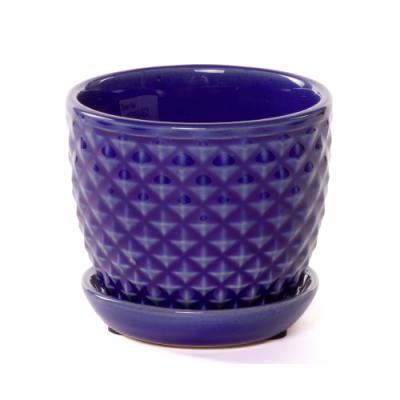 Planter - Alpha Attached Saucer Cobalt Blue