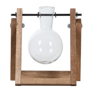 Single Vase Cutting Stand Wood Glass